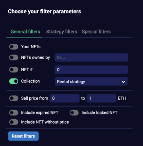 Runbot NFT filters list